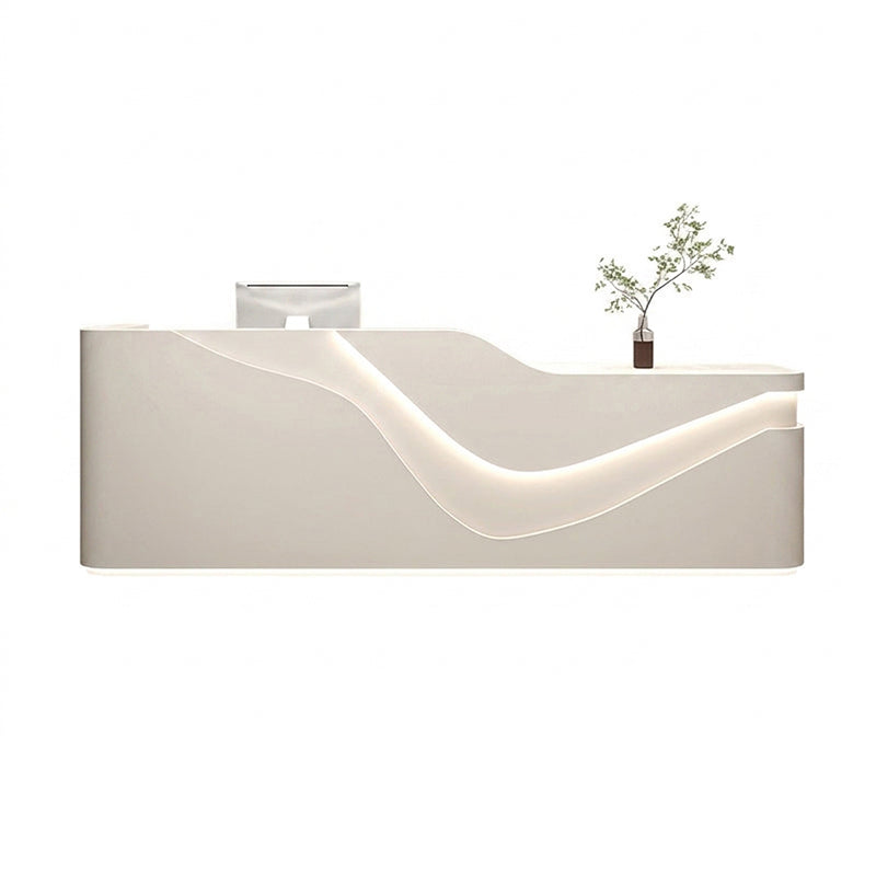 Modern Curved Lacquer Reception Desk for Beauty Salon, Retail & Clinic | ArvionFurn