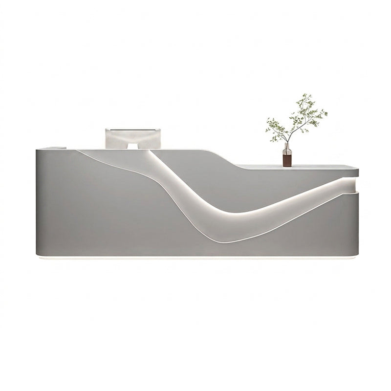 Modern Curved Lacquer Reception Desk for Beauty Salon, Retail & Clinic | ArvionFurn