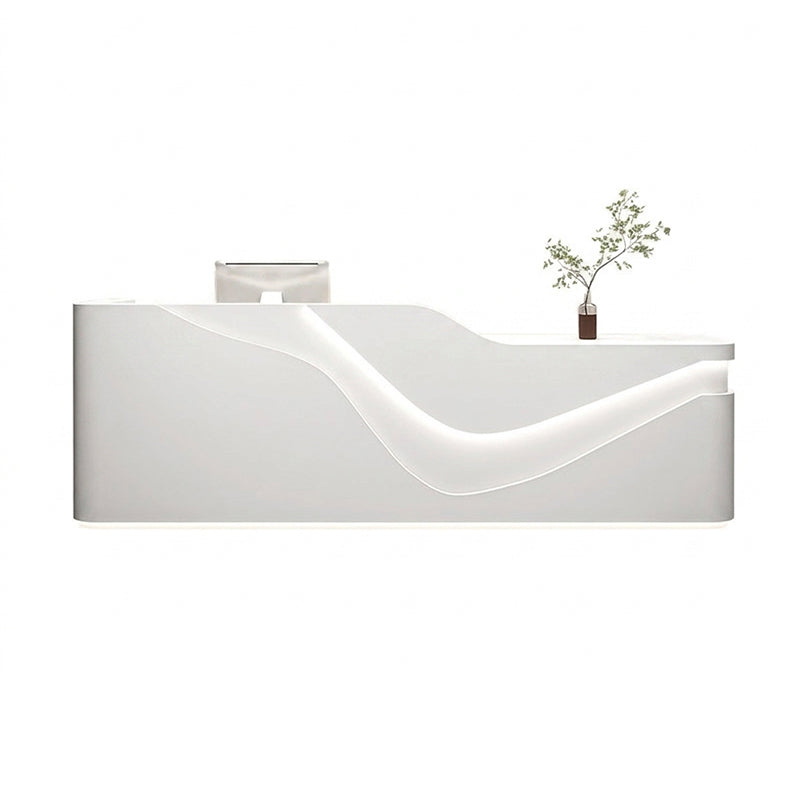 Modern Curved Lacquer Reception Desk for Beauty Salon, Retail & Clinic | ArvionFurn