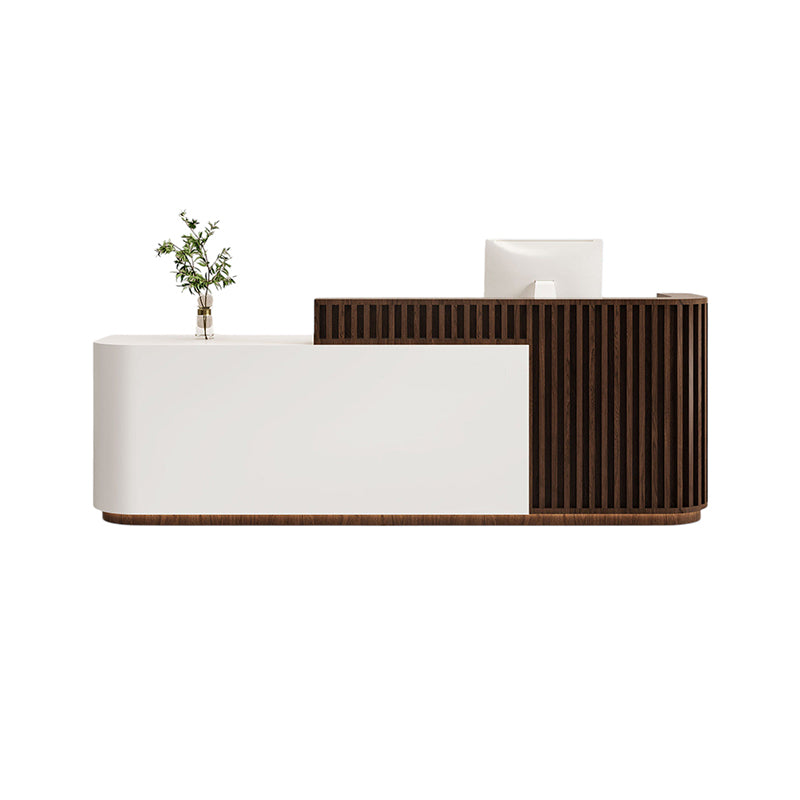 Modern Slatted Reception Counter for Retail, Salon, Office & Hospitality | ArvionFurn