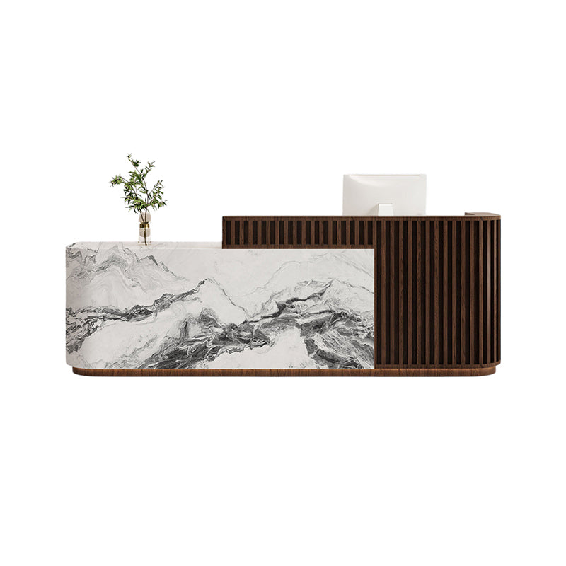 Modern Slatted Reception Counter for Retail, Salon, Office & Hospitality | ArvionFurn