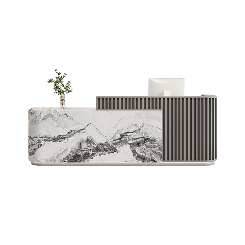 Modern Slatted Reception Counter for Retail, Salon, Office & Hospitality | ArvionFurn