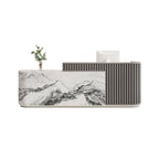 Modern Slatted Reception Counter for Retail, Salon, Office & Hospitality | ArvionFurn