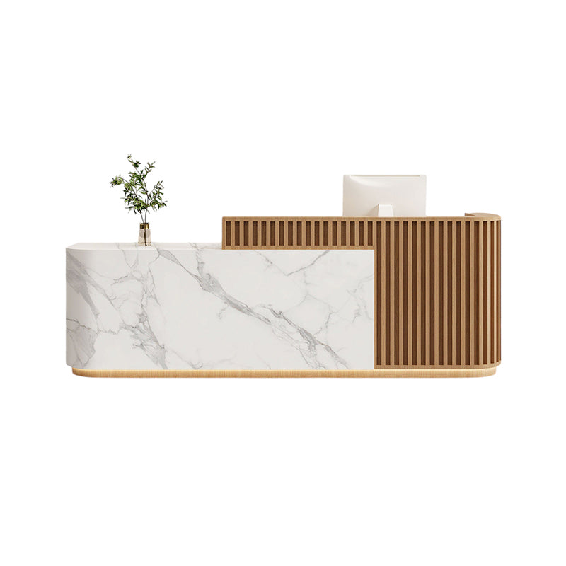 Modern Slatted Reception Counter for Retail, Salon, Office & Hospitality | ArvionFurn