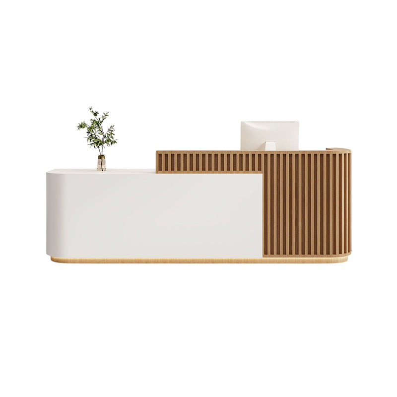 Modern Slatted Reception Counter for Retail, Salon, Office & Hospitality | ArvionFurn