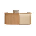 Natural Style Curved Reception Desk with Storage for Salon, Retail & Office | ArvionFurn
