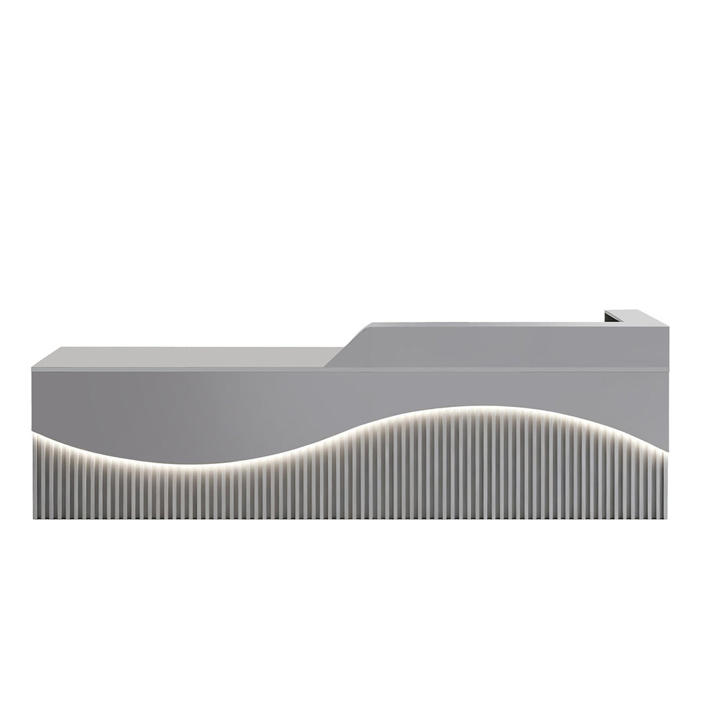 Modern L-Shaped Lacquer Reception Desk with Storage for Retail, Salon & Office 120-520cm