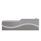 Modern L-Shaped Lacquer Reception Desk with Storage for Retail, Salon & Office 120-520cm