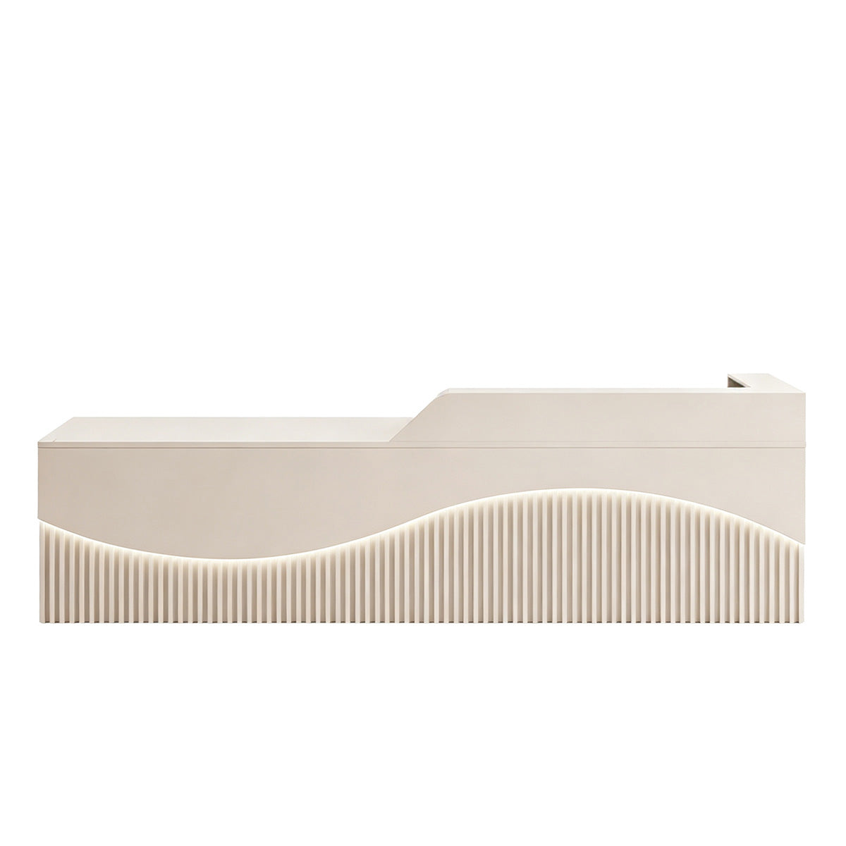 Modern L-Shaped Lacquer Reception Desk with Storage for Retail, Salon & Office 120-520cm