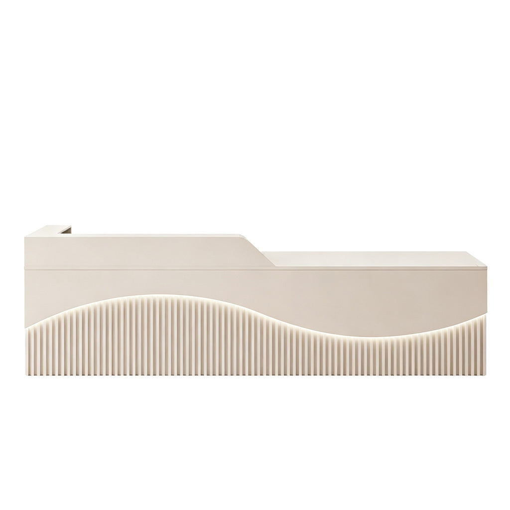 Modern L-Shaped Lacquer Reception Desk with Storage for Retail, Salon & Office 120-520cm