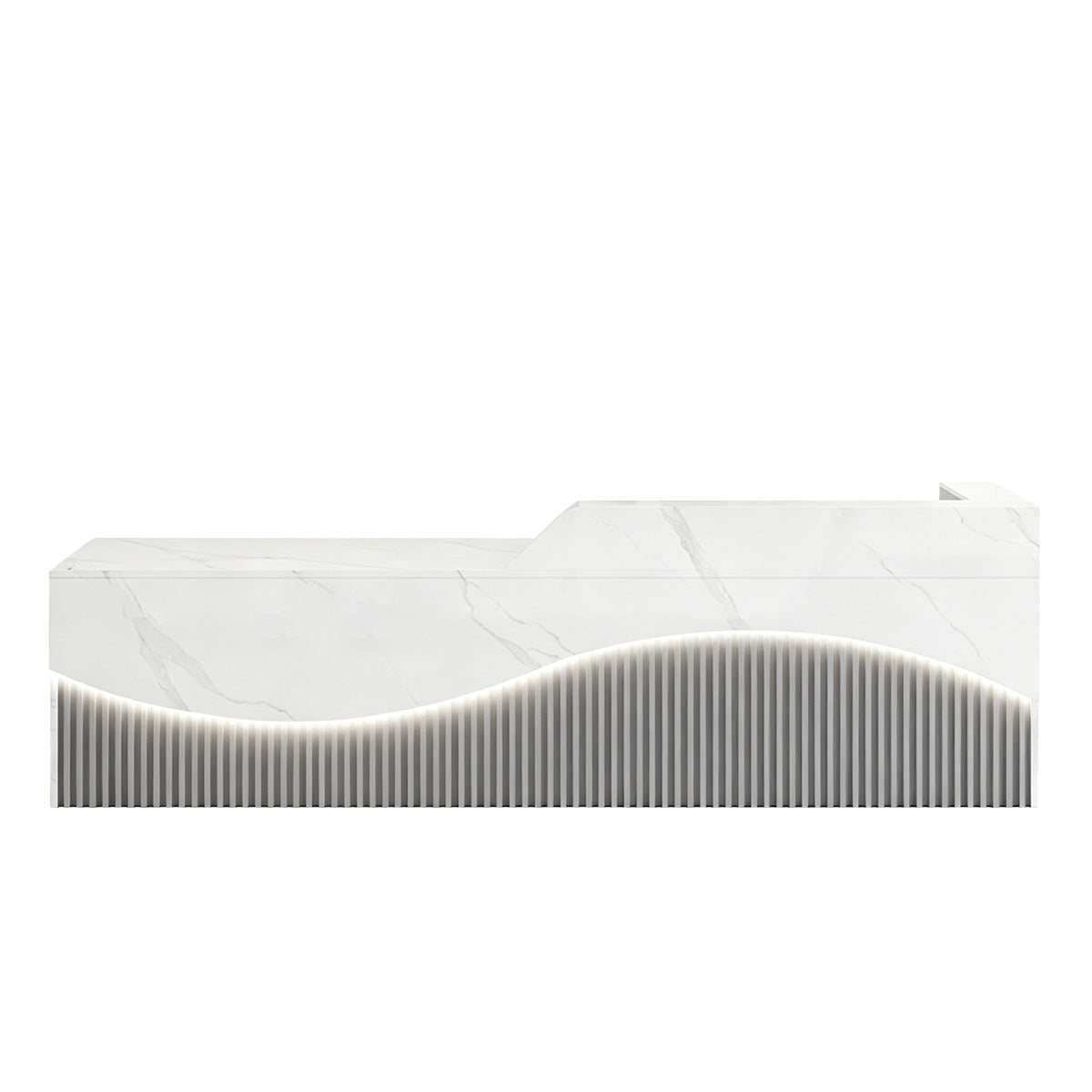 Modern L-Shaped Lacquer Reception Desk with Storage for Retail, Salon & Office 120-520cm