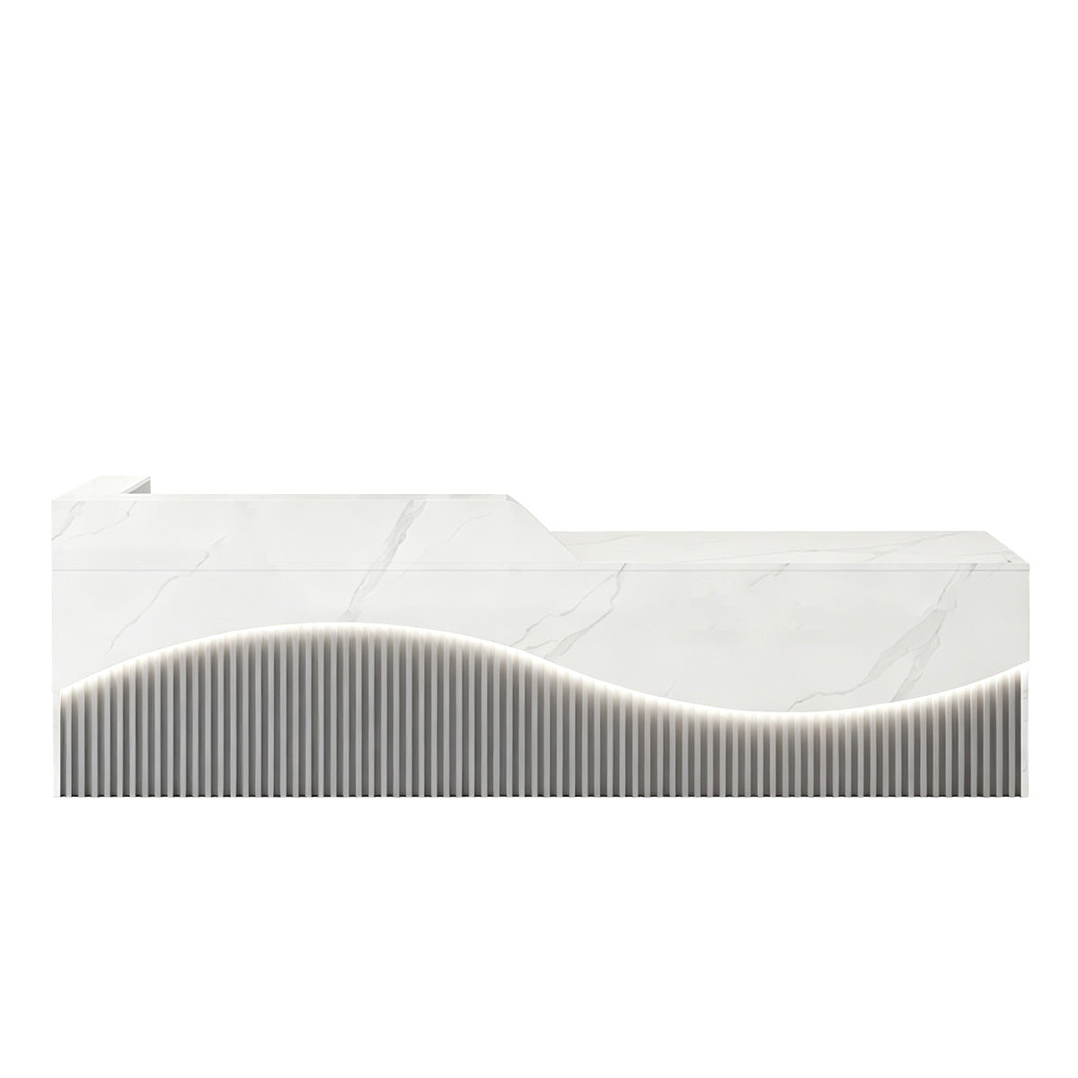 Modern L-Shaped Lacquer Reception Desk with Storage for Retail, Salon & Office 120-520cm