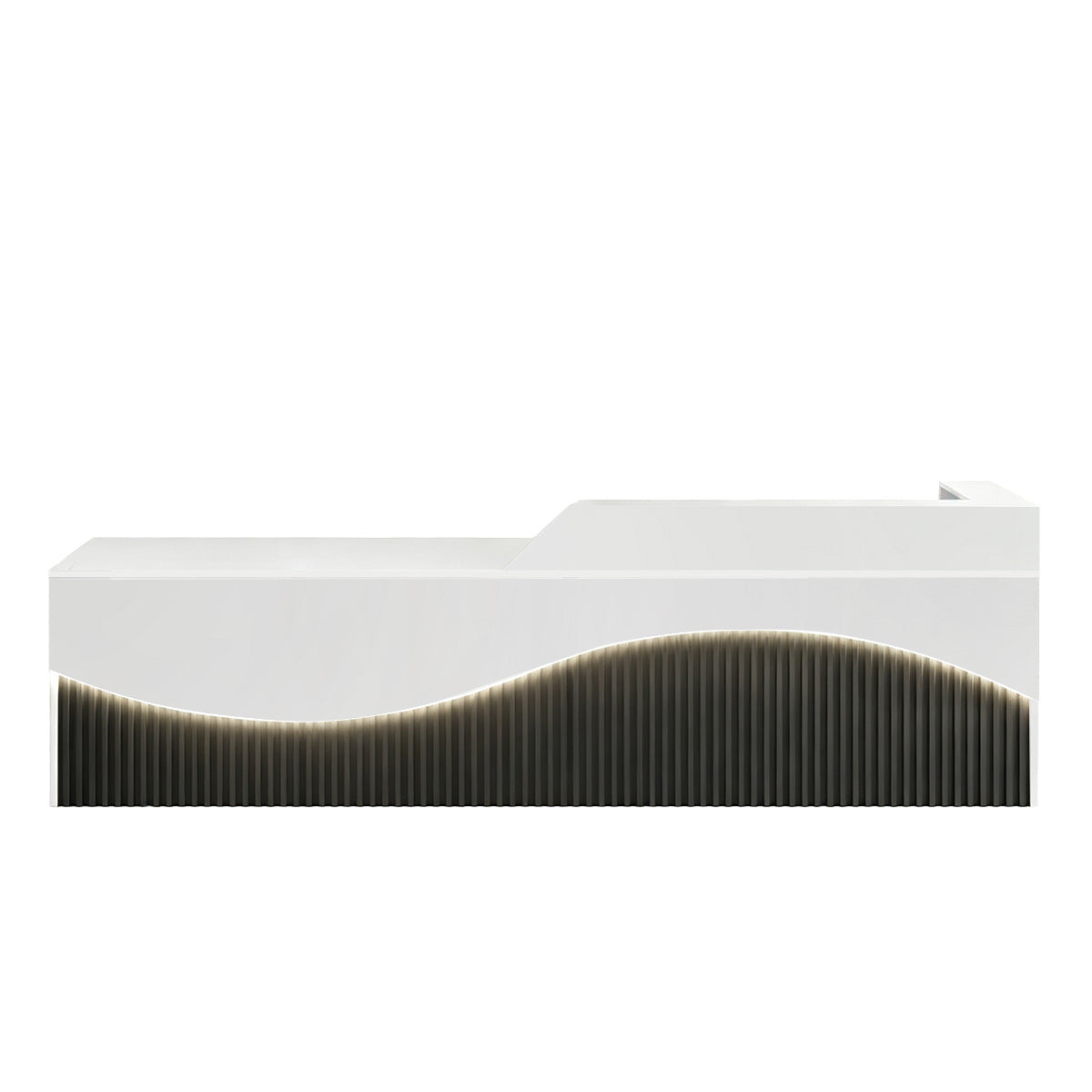Modern L-Shaped Lacquer Reception Desk with Storage for Retail, Salon & Office 120-520cm
