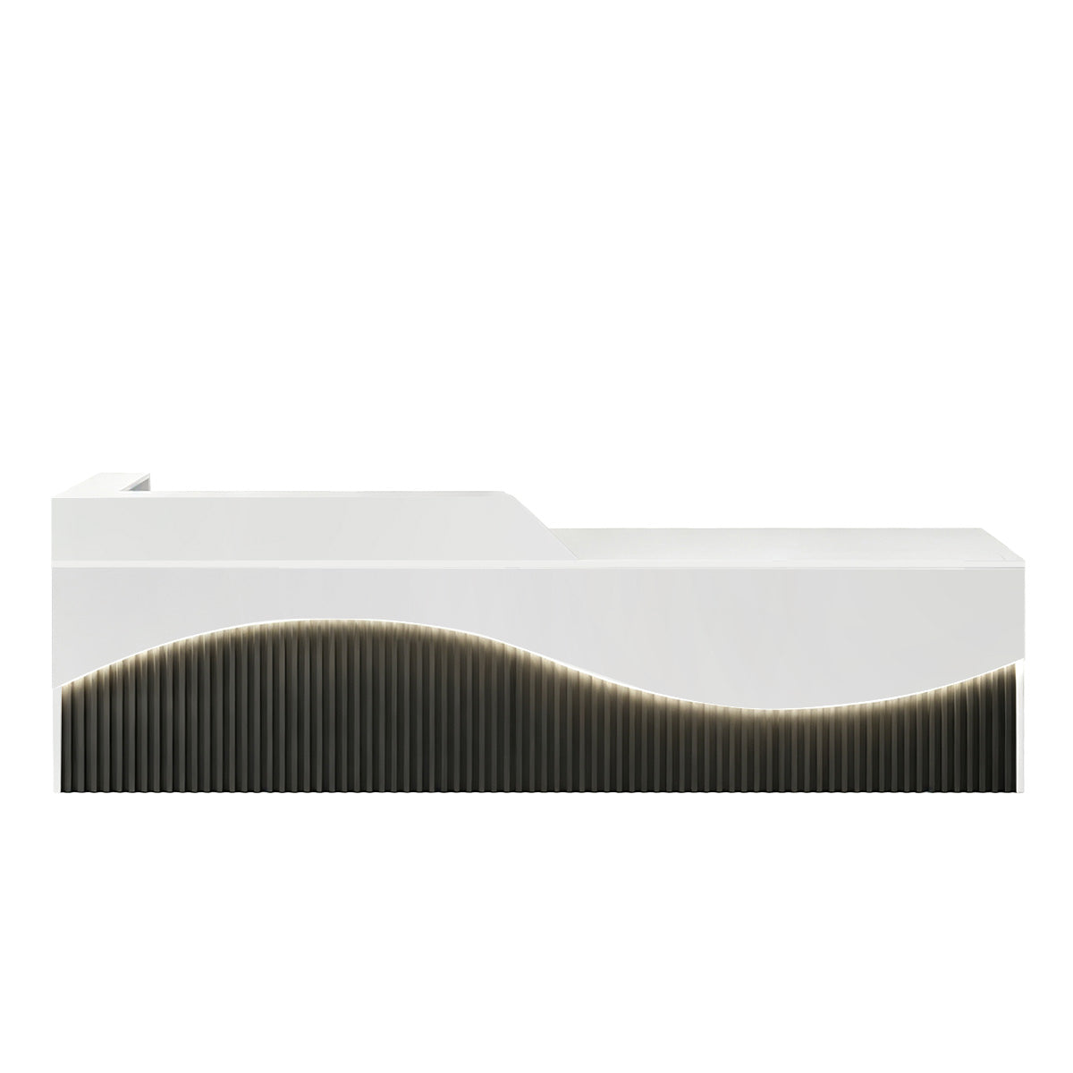 Modern L-Shaped Lacquer Reception Desk with Storage for Retail, Salon & Office 120-520cm