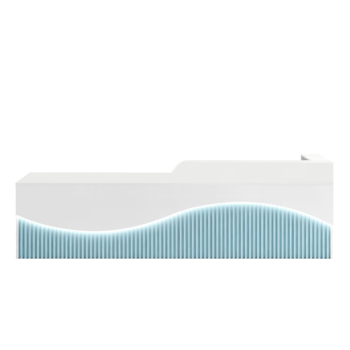 Modern L-Shaped Lacquer Reception Desk with Storage for Retail, Salon & Office 120-520cm