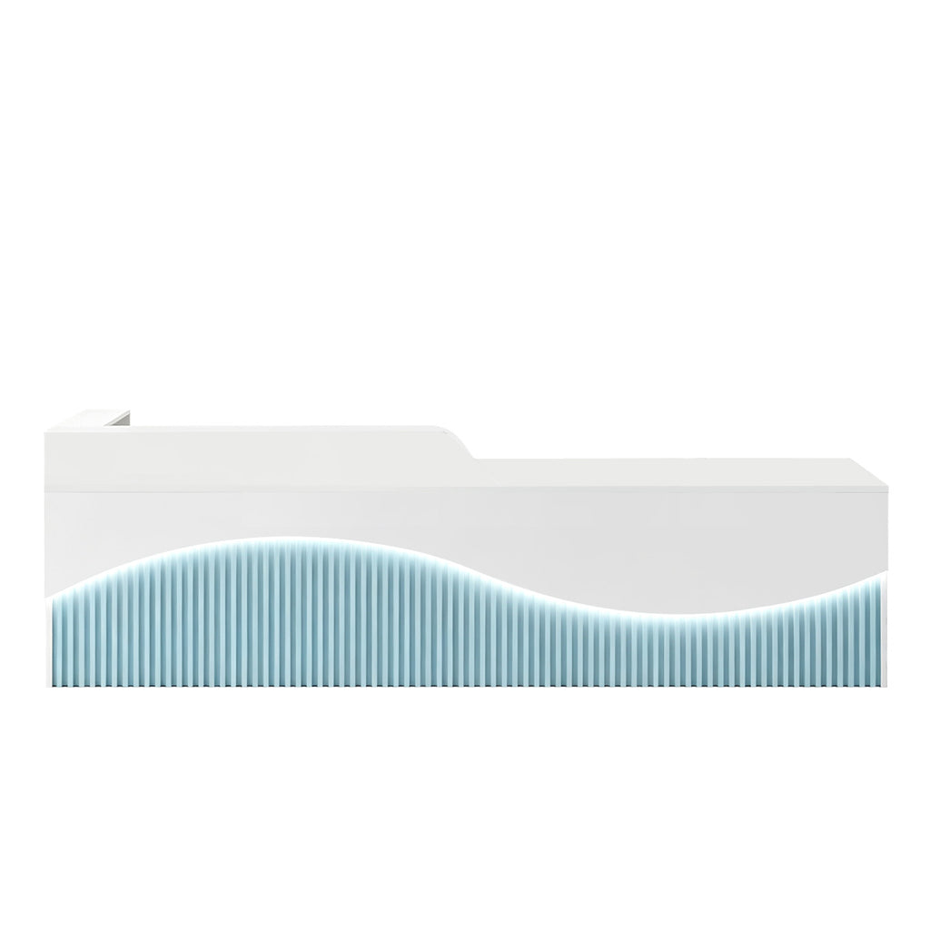 Modern L-Shaped Lacquer Reception Desk with Storage for Retail, Salon & Office 120-520cm