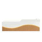 Modern L-Shaped Lacquer Reception Desk with Storage for Retail, Salon & Office 120-520cm