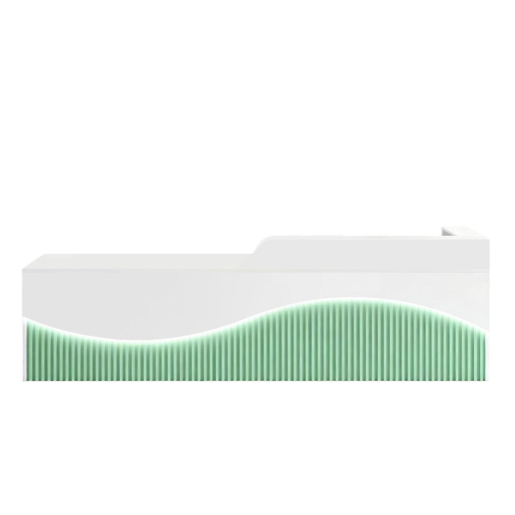 Modern L-Shaped Lacquer Reception Desk with Storage for Retail, Salon & Office 120-520cm
