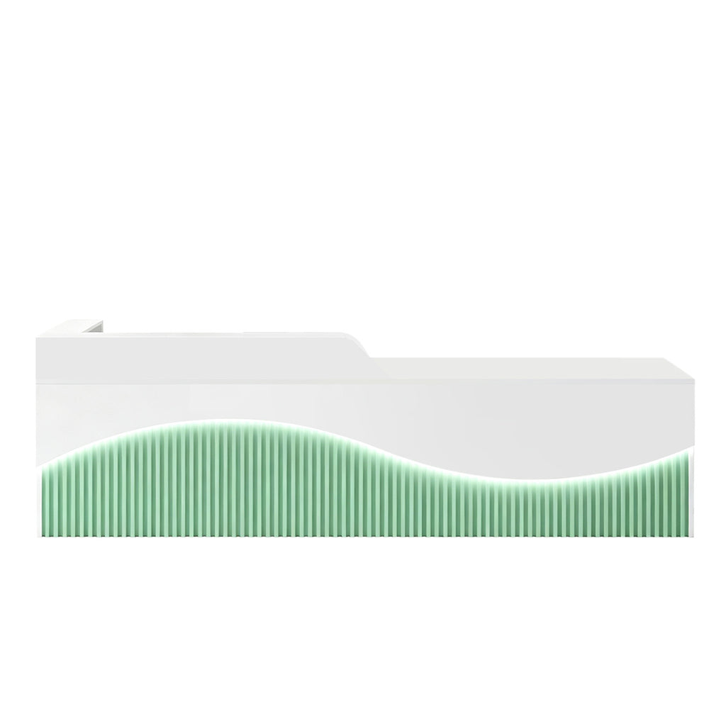 Modern L-Shaped Lacquer Reception Desk with Storage for Retail, Salon & Office 120-520cm