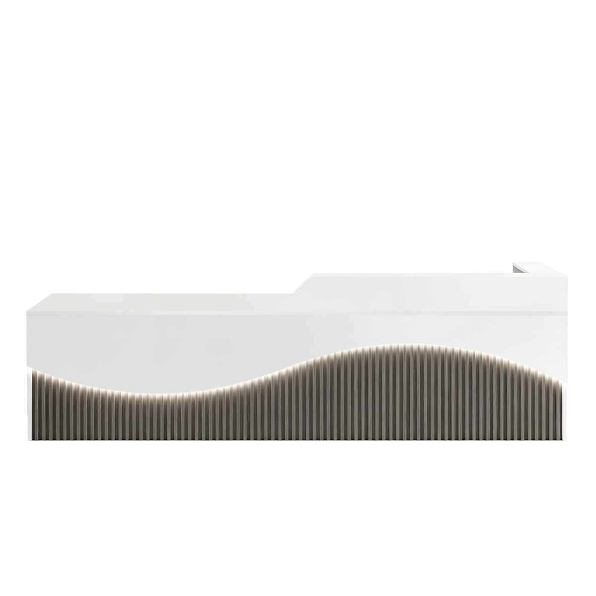 Modern L-Shaped Lacquer Reception Desk with Storage for Retail, Salon & Office 120-520cm