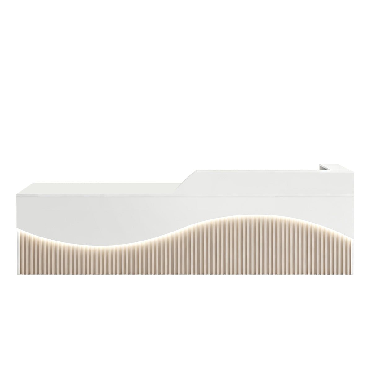 Modern L-Shaped Lacquer Reception Desk with Storage for Retail, Salon & Office 120-520cm
