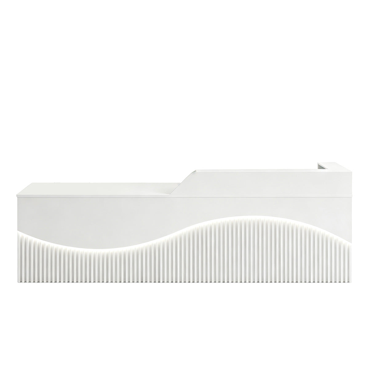 Modern L-Shaped Lacquer Reception Desk with Storage for Retail, Salon & Office 120-520cm