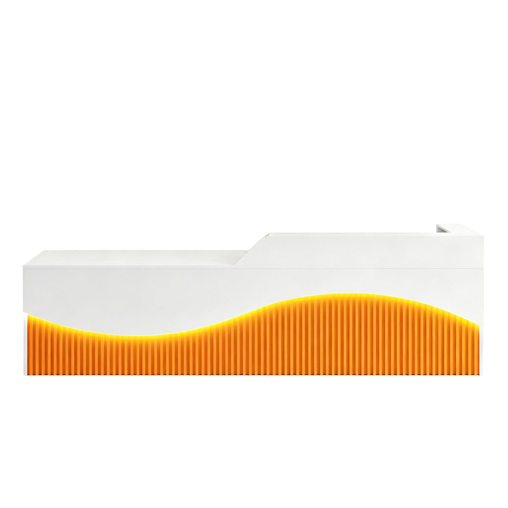 Modern L-Shaped Lacquer Reception Desk with Storage for Retail, Salon & Office 120-520cm