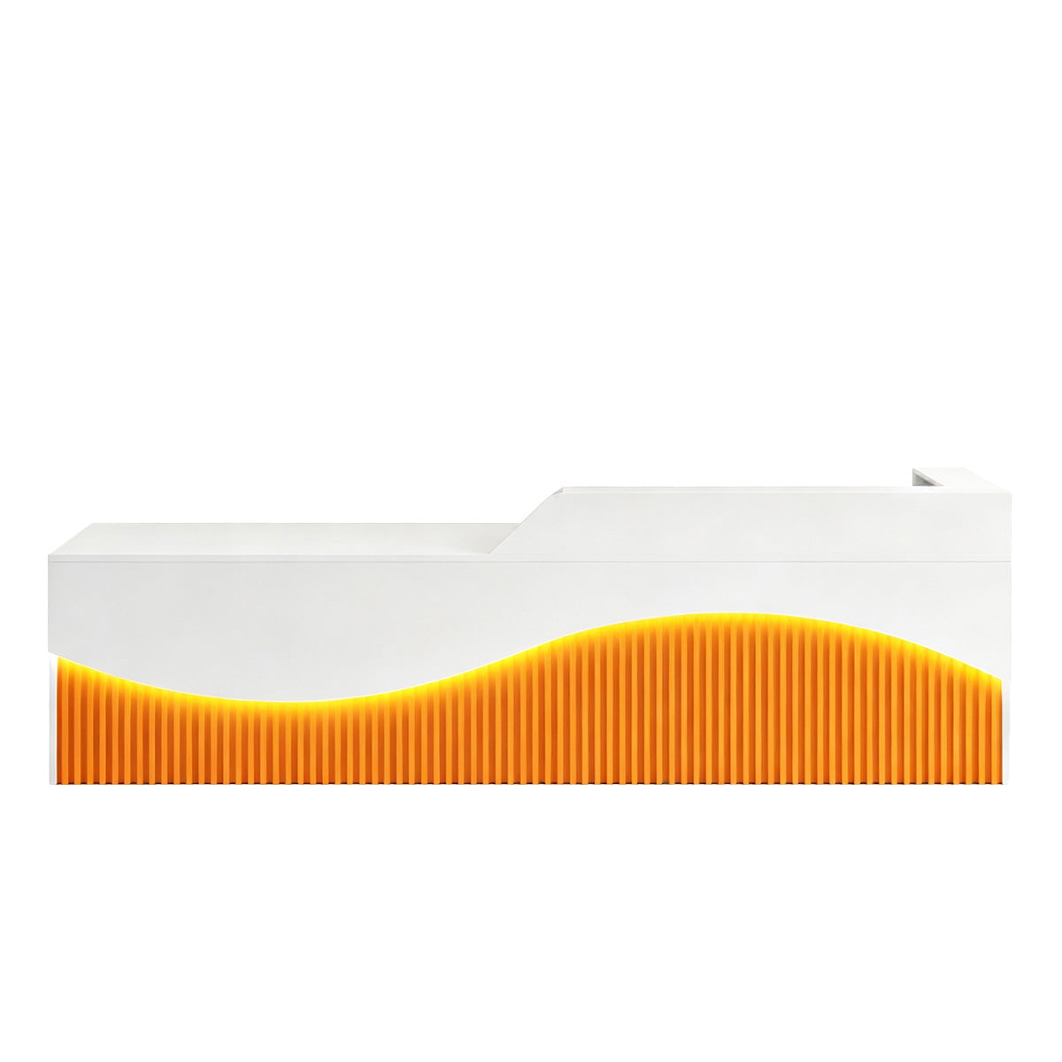 Modern L-Shaped Lacquer Reception Desk with Storage for Retail, Salon & Office 120-520cm