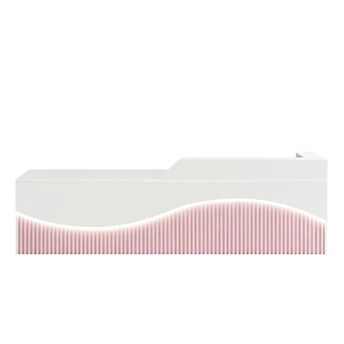 Modern L-Shaped Lacquer Reception Desk with Storage for Retail, Salon & Office 120-520cm