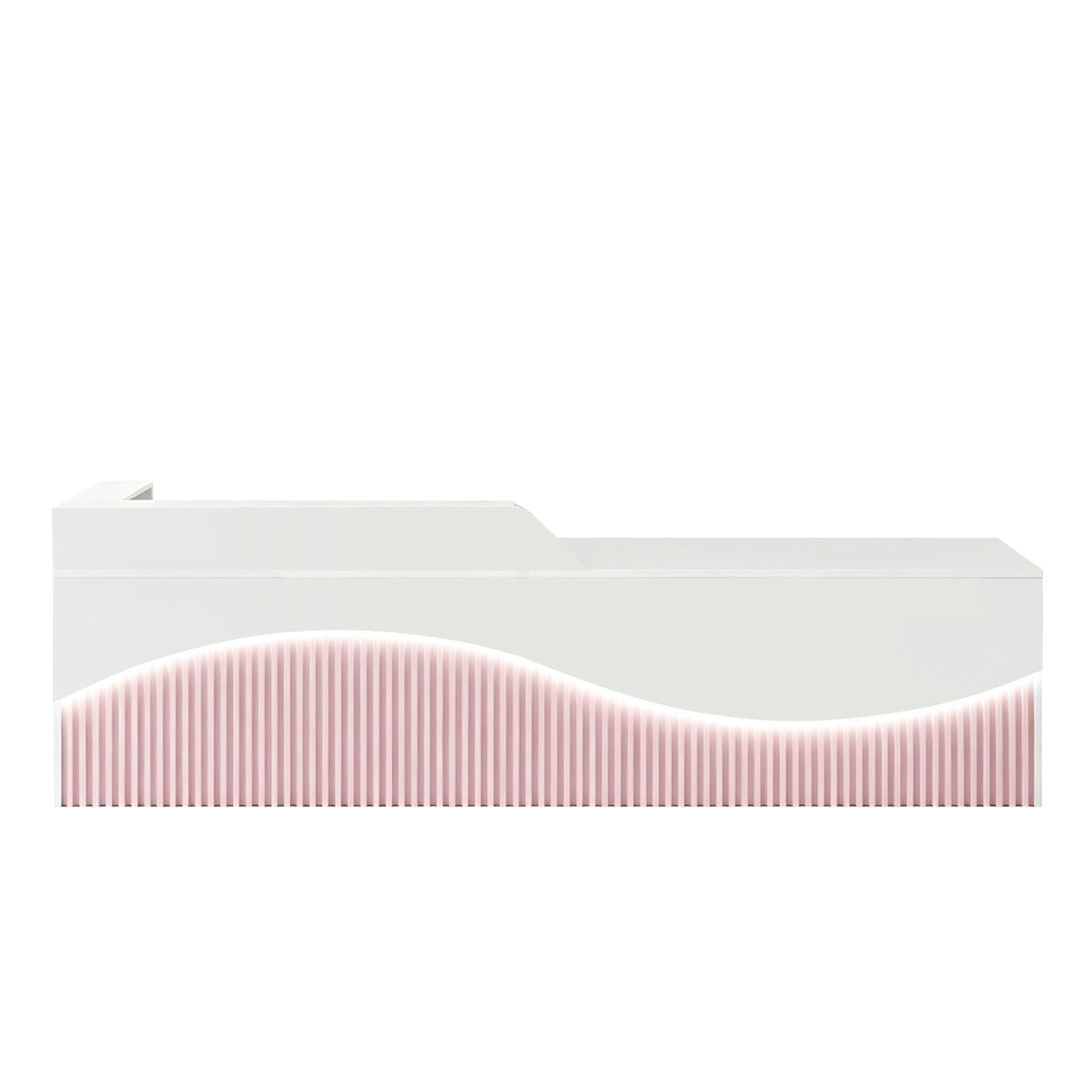Modern L-Shaped Lacquer Reception Desk with Storage for Retail, Salon & Office 120-520cm