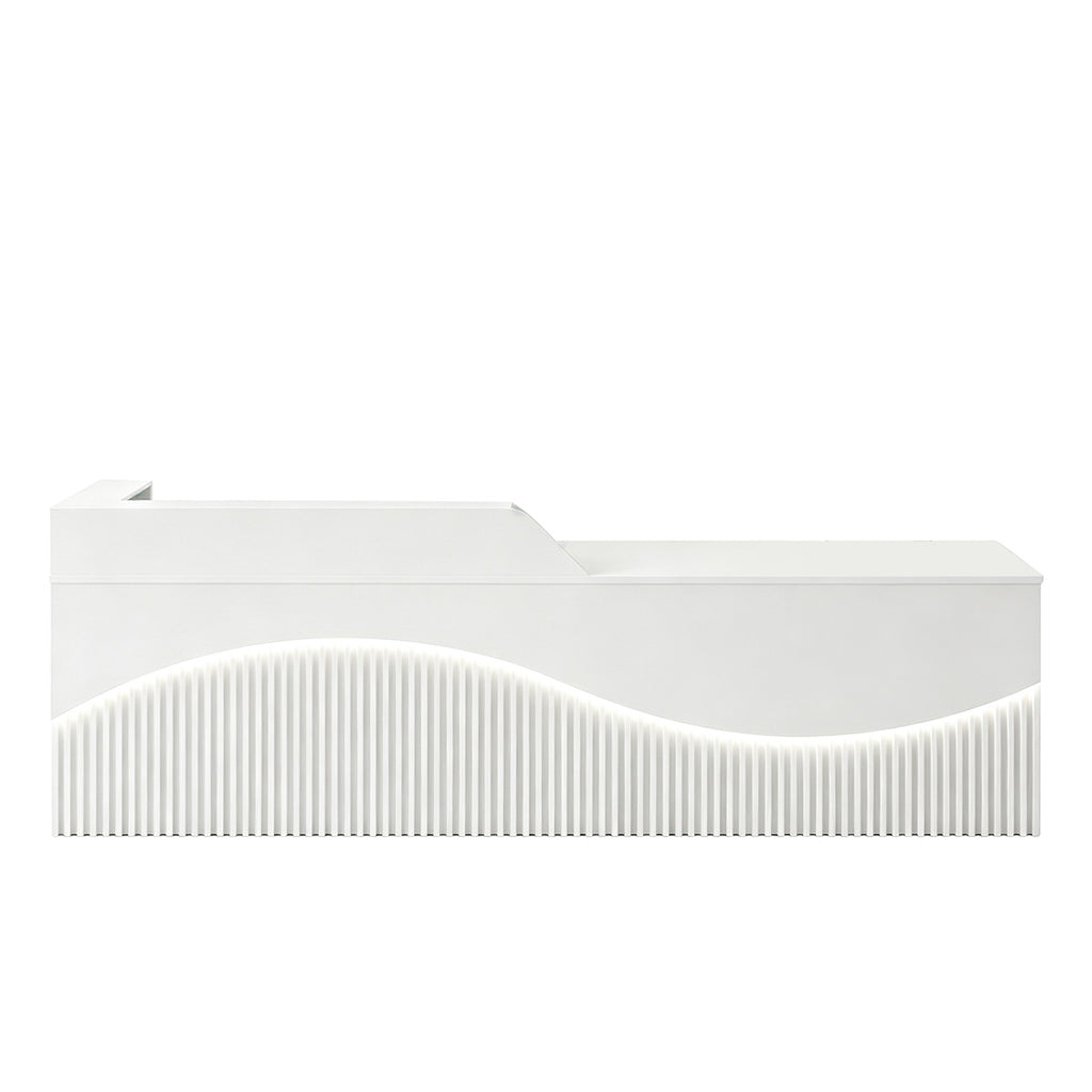 Modern L-Shaped Lacquer Reception Desk with Storage for Retail, Salon & Office 120-520cm