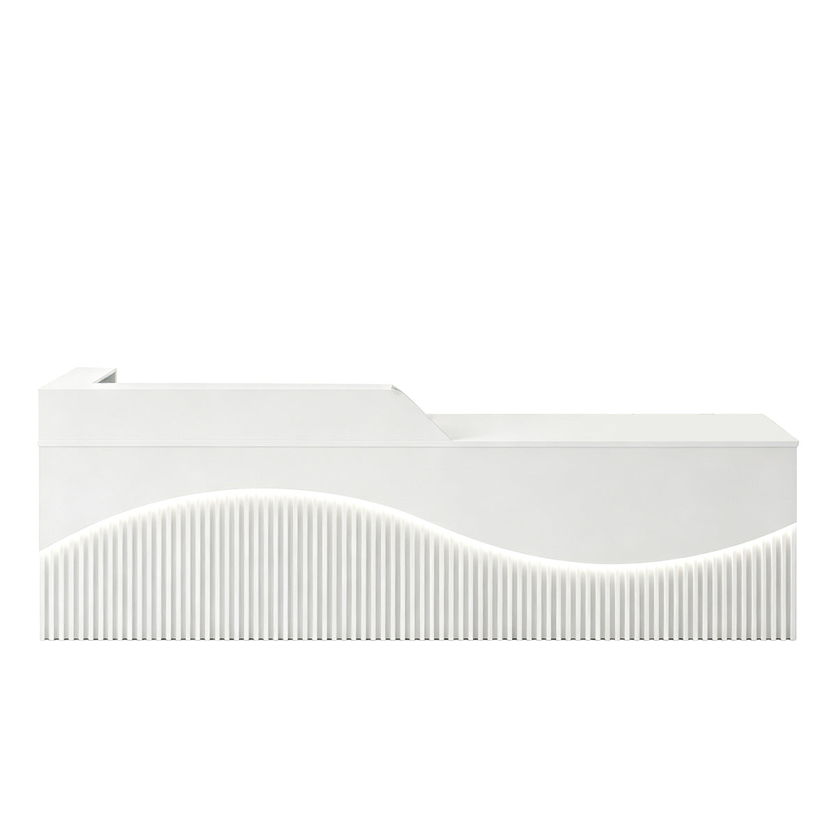 Modern L-Shaped Lacquer Reception Desk with Storage for Retail, Salon & Office 120-520cm