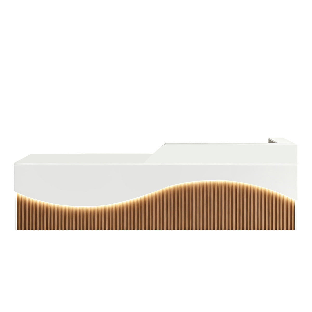 Modern L-Shaped Lacquer Reception Desk with Storage for Retail, Salon & Office 120-520cm
