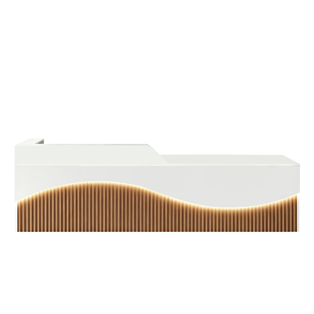 Modern L-Shaped Lacquer Reception Desk with Storage for Retail, Salon & Office 120-520cm