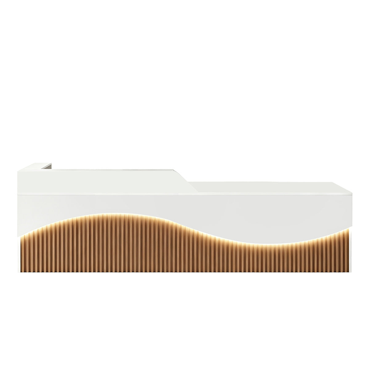 Modern L-Shaped Lacquer Reception Desk with Storage for Retail, Salon & Office 120-520cm