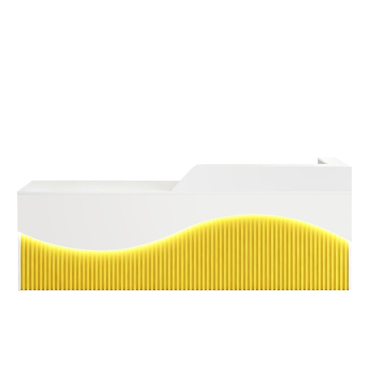 Modern L-Shaped Lacquer Reception Desk with Storage for Retail, Salon & Office 120-520cm