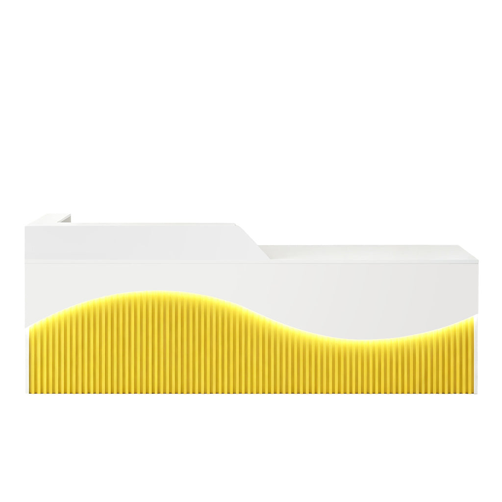 Modern L-Shaped Lacquer Reception Desk with Storage for Retail, Salon & Office 120-520cm
