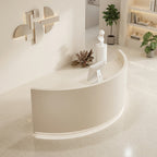 Modern Curved Reception Desk with LED Lighting, Storage & Custom Logo | ArvionFurn