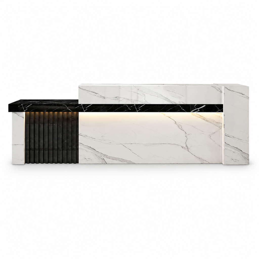 Modern Reception Counter with Storage, Lockable Drawer & Custom Logo | ArvionFurn