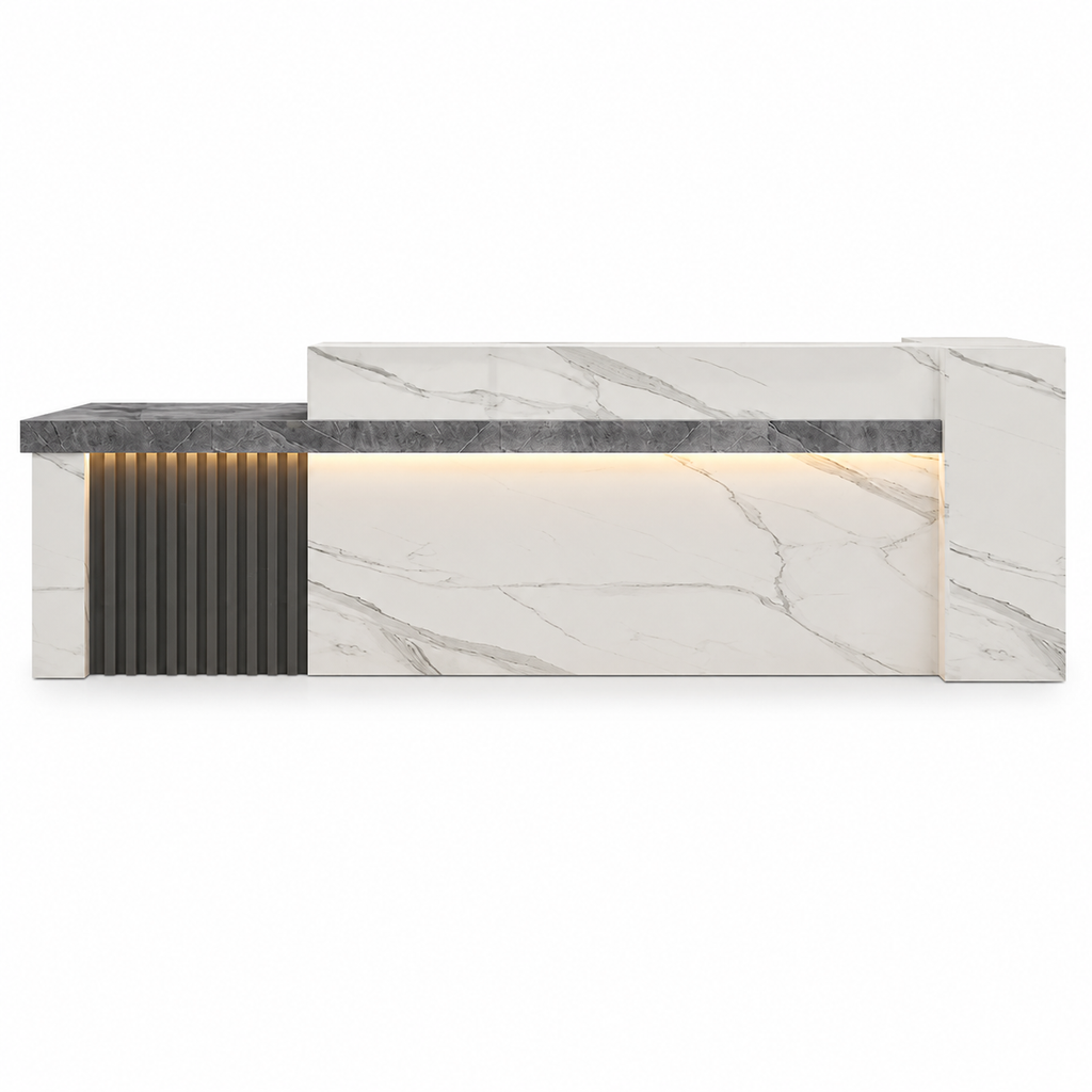 Modern Reception Counter with Storage, Lockable Drawer & Custom Logo | ArvionFurn
