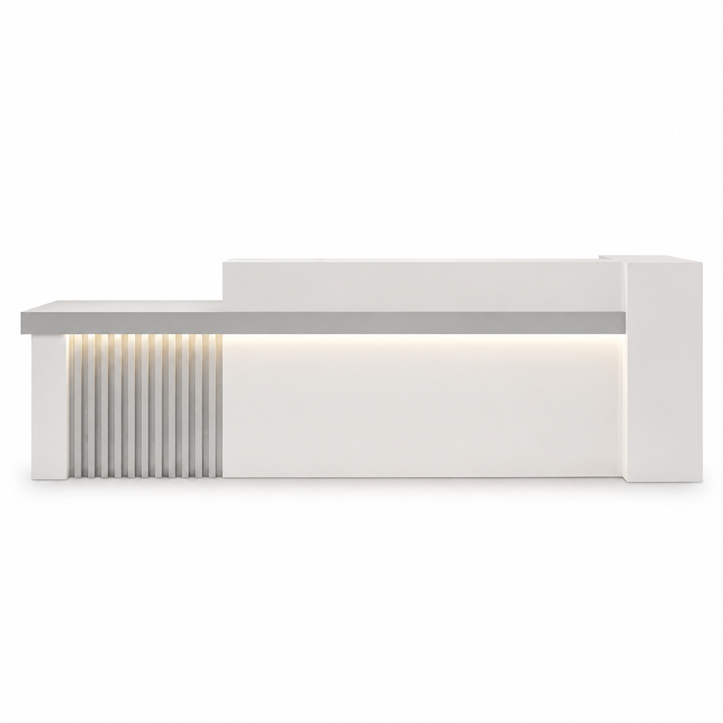 Modern Reception Counter with Storage, Lockable Drawer & Custom Logo | ArvionFurn