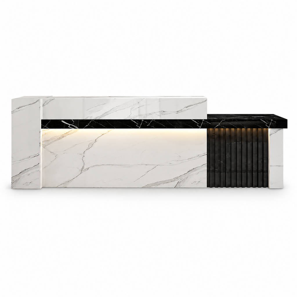 Modern Reception Counter with Storage, Lockable Drawer & Custom Logo | ArvionFurn
