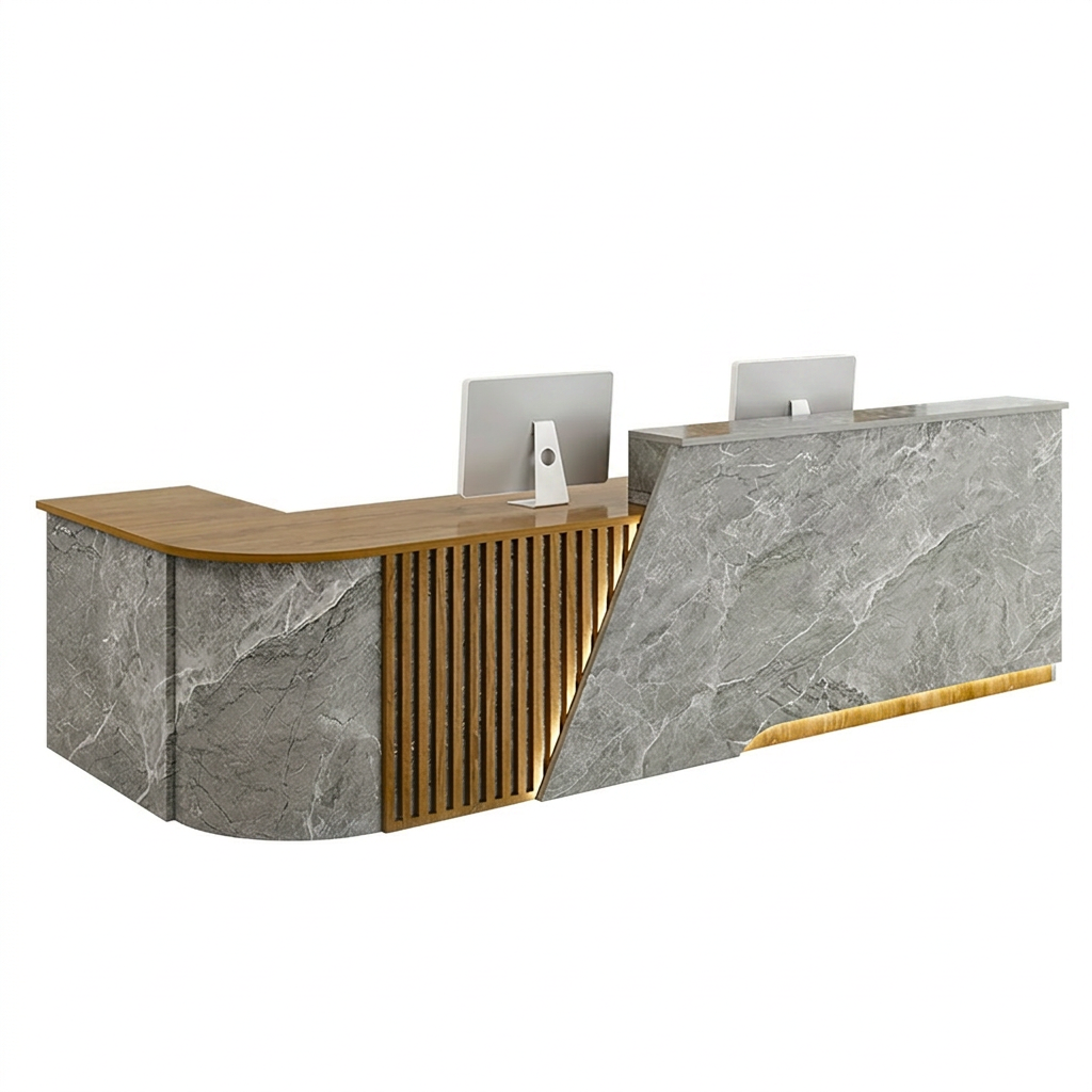 Corner Reception Counter with Storage for Salon, Retail & Small Shops | ArvionFurn