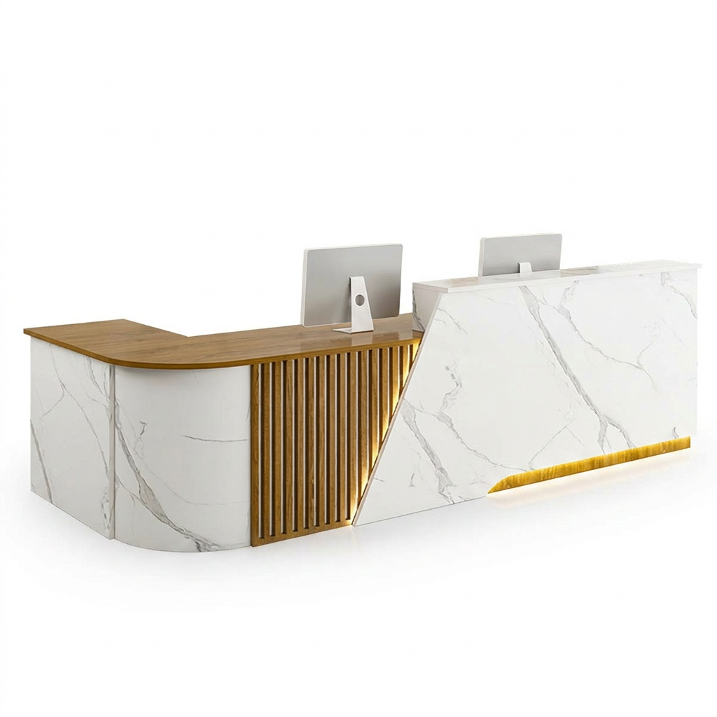 Corner Reception Counter with Storage for Salon, Retail & Small Shops | ArvionFurn