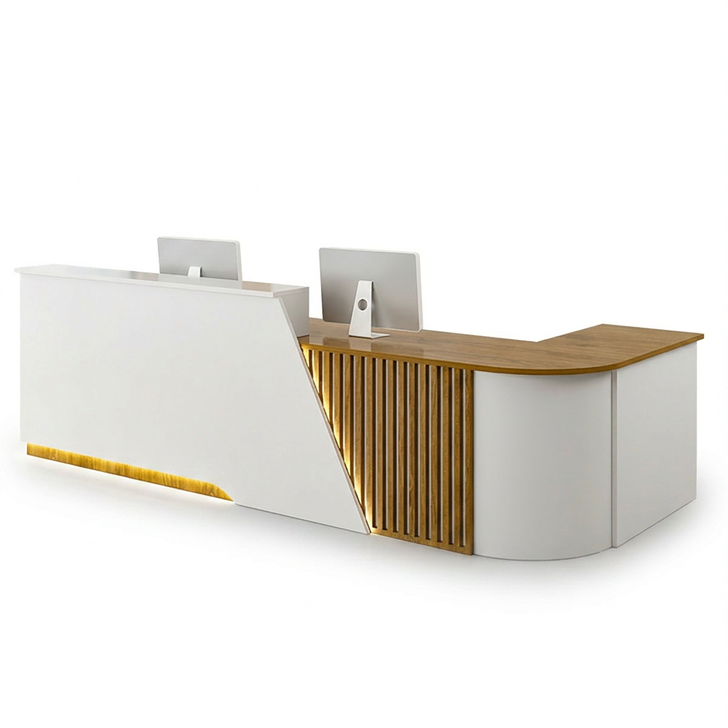 Corner Reception Counter with Storage for Salon, Retail & Small Shops | ArvionFurn