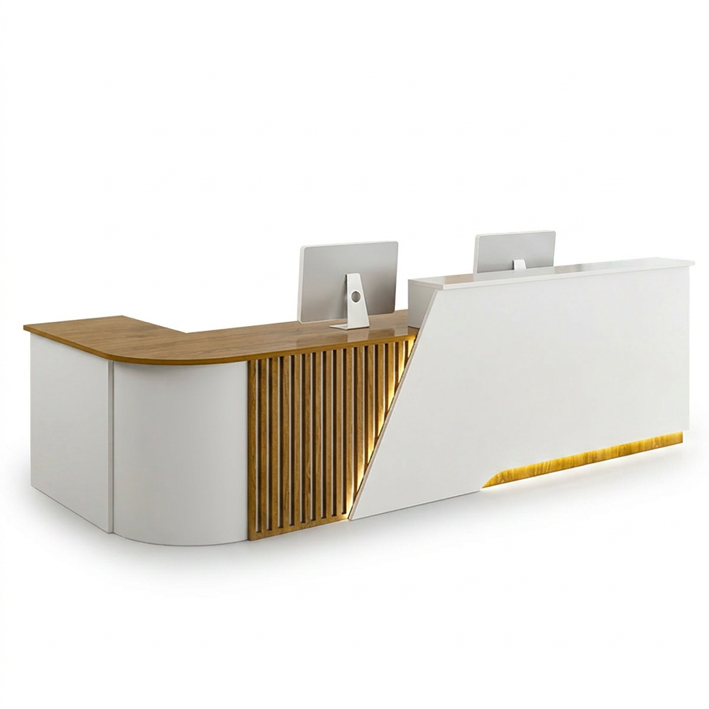 Corner Reception Counter with Storage for Salon, Retail & Small Shops | ArvionFurn