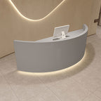 Modern Curved Reception Desk with LED Lighting and Storage for Salon & Retail | ArvionFurn