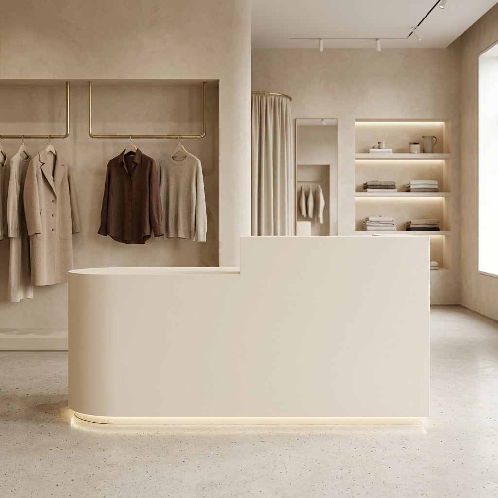 Modern LED Reception Desk for Salon Retail 100–360cm Black Gray White