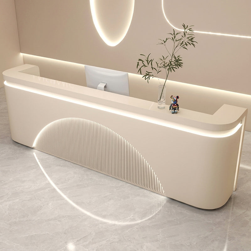 Modern Lacquer Reception Desk with Storage for Beauty Salon, Office & Retail | ArvionFurn