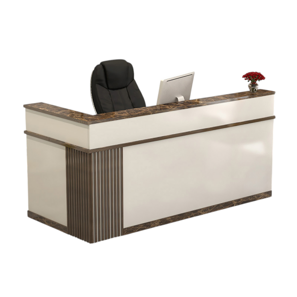 Modern L-Shaped Reception Desk with Storage for Retail, Salon & Café Reception Counter